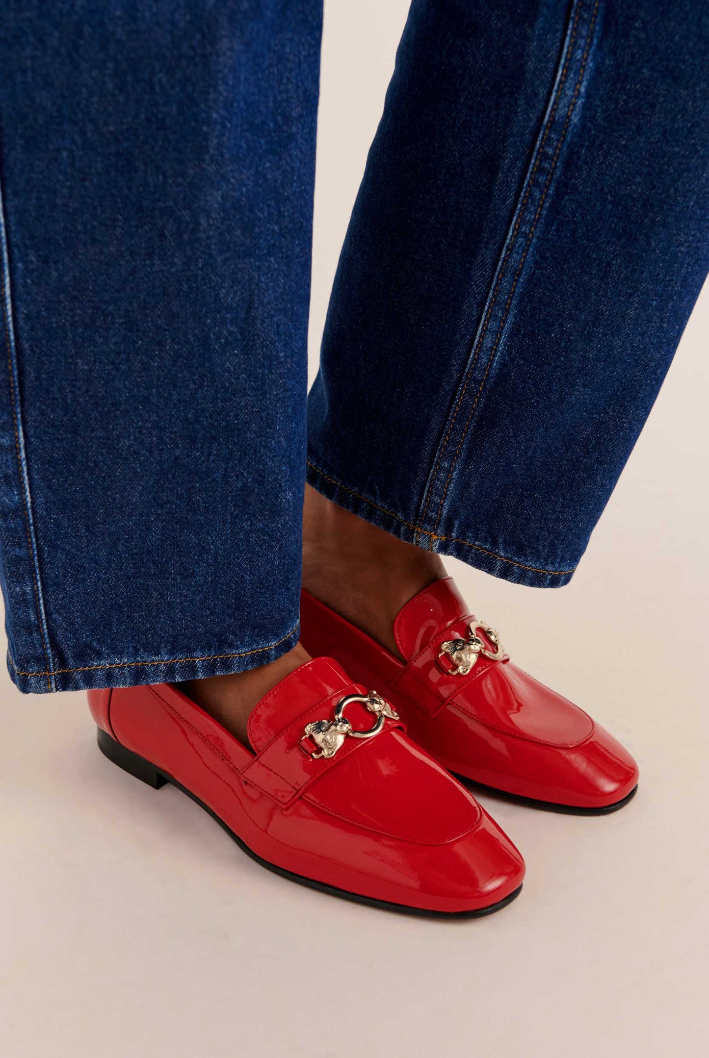 Flavie red patent moccasins