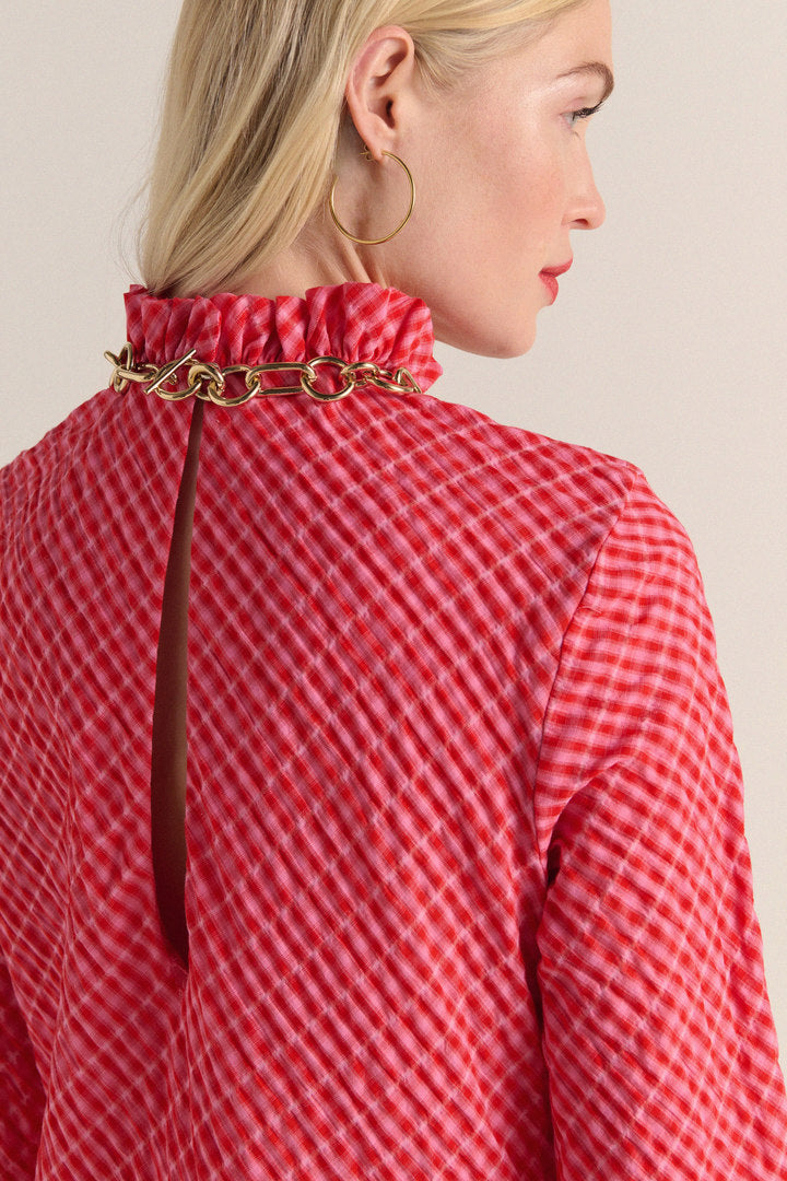 Pink and red gingham Pépite dress