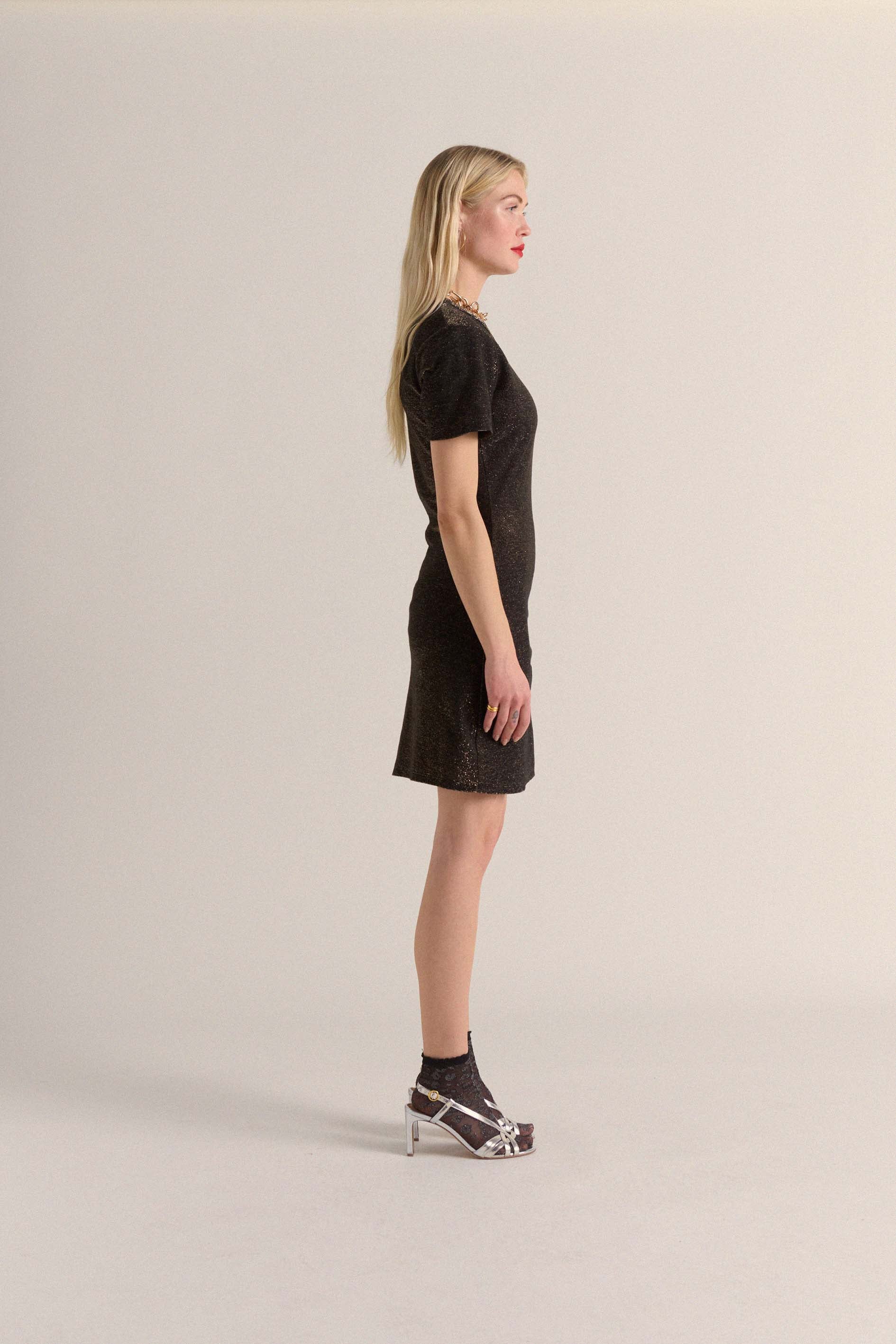 Dress Floréal black iridescent gold