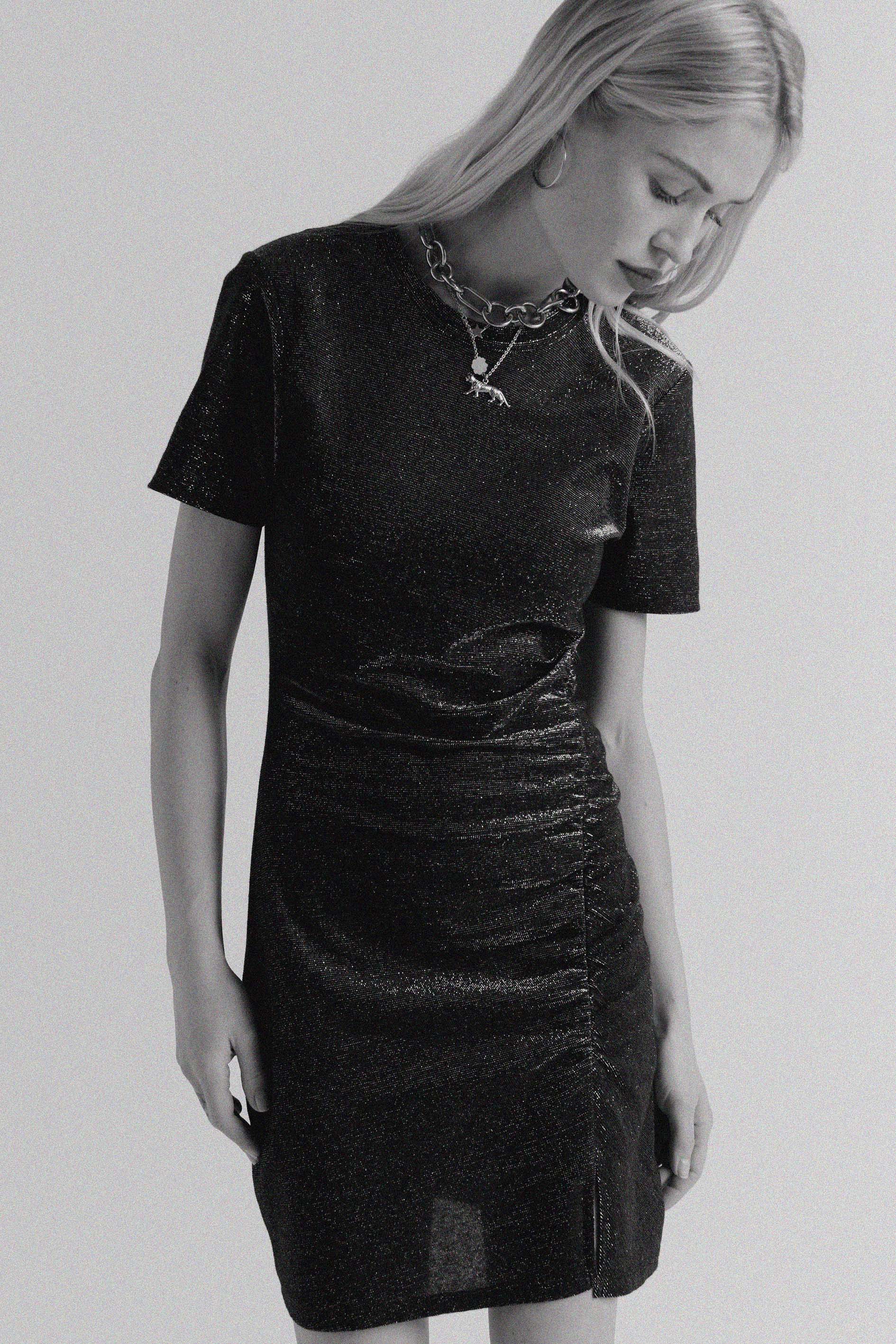 Dress Floréal black iridescent gold