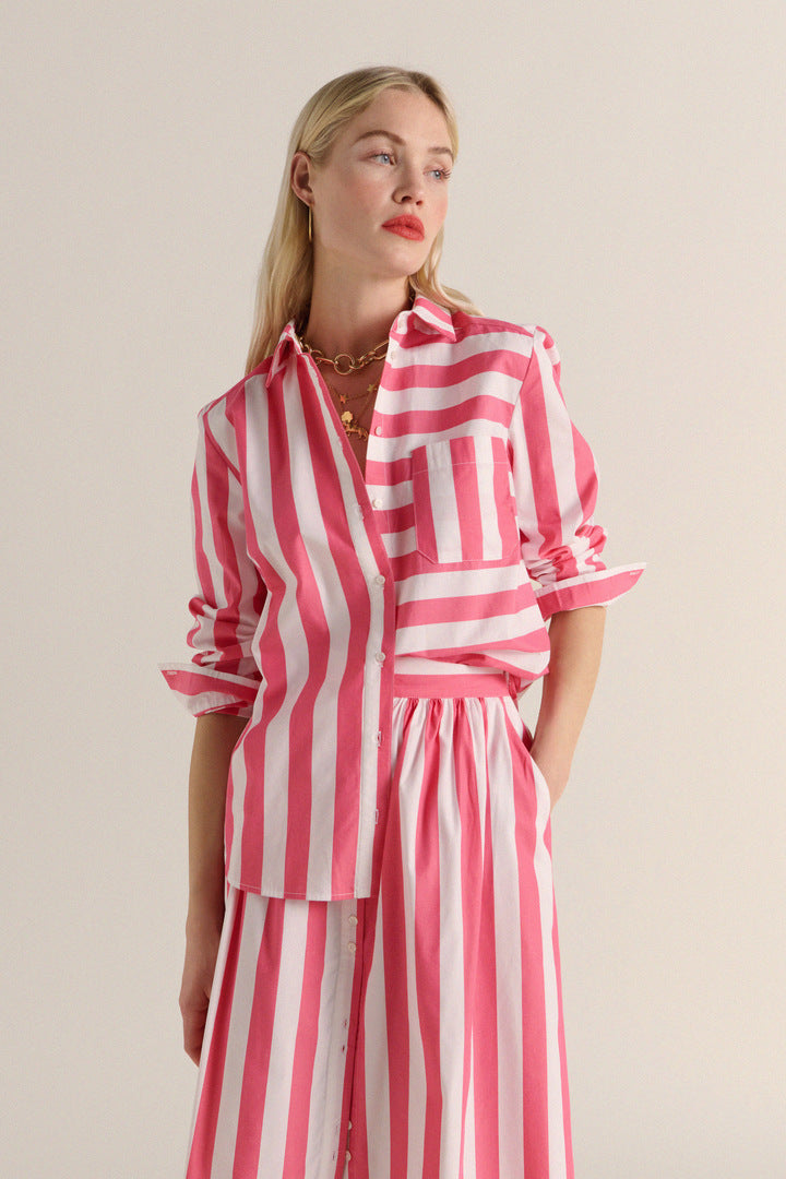 Jupe Sally rayures rose - Balzac Paris