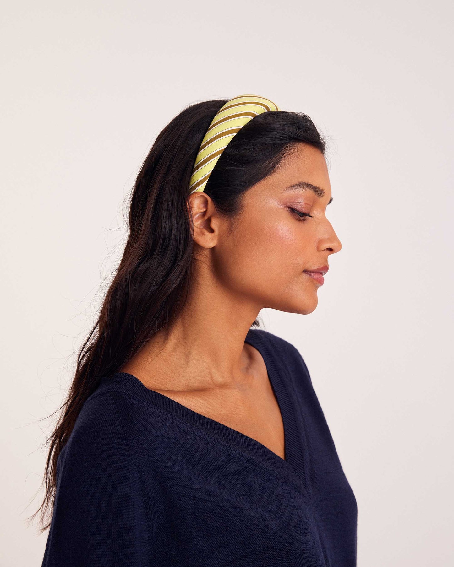 Nelly headband with yellow and khaki stripes