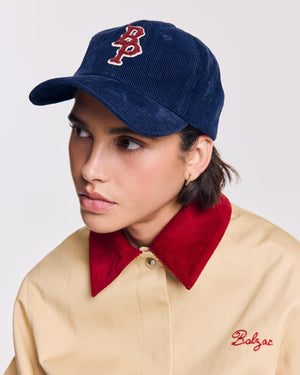 Casquette Berger velours bleu marine