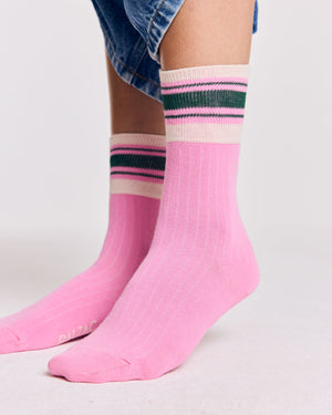 Chaussettes Haka rose et écru