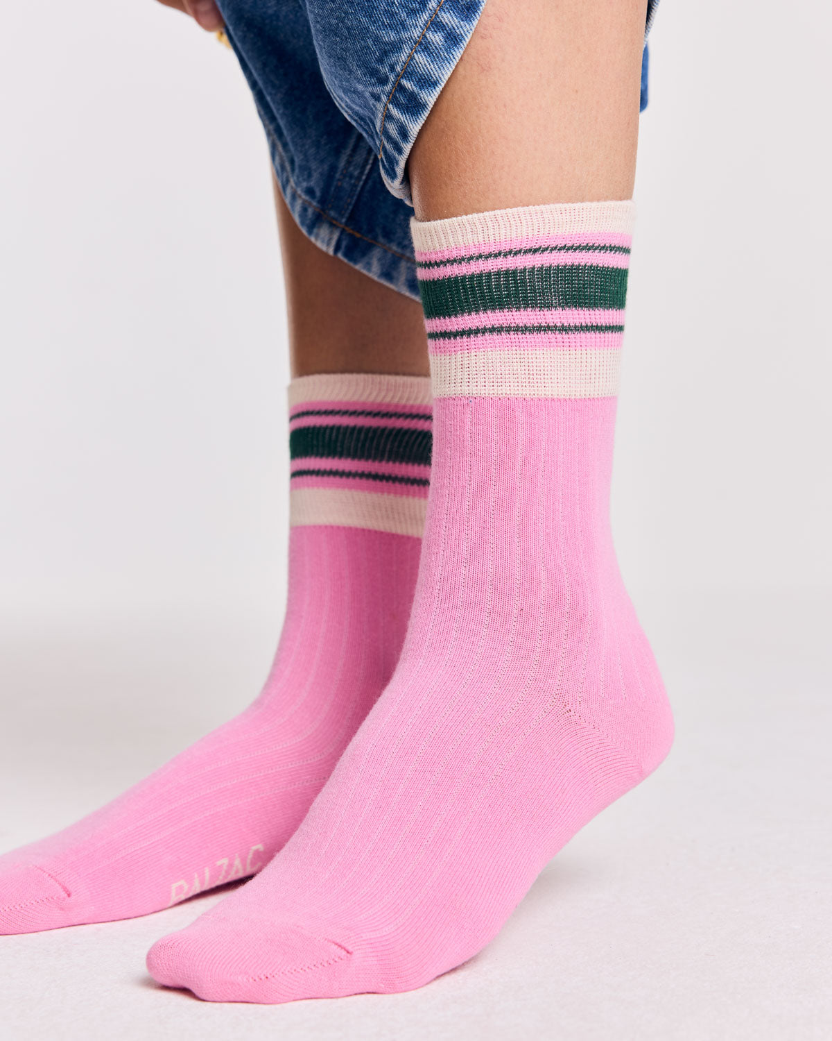 Chaussettes Haka rose et écru