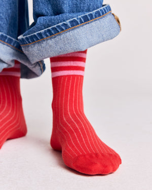 Red and pink Haka socks