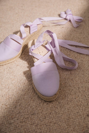 Espadrilles Caspienne parme coton bio talon haut