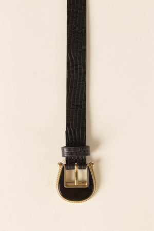 embossed black scandal belt