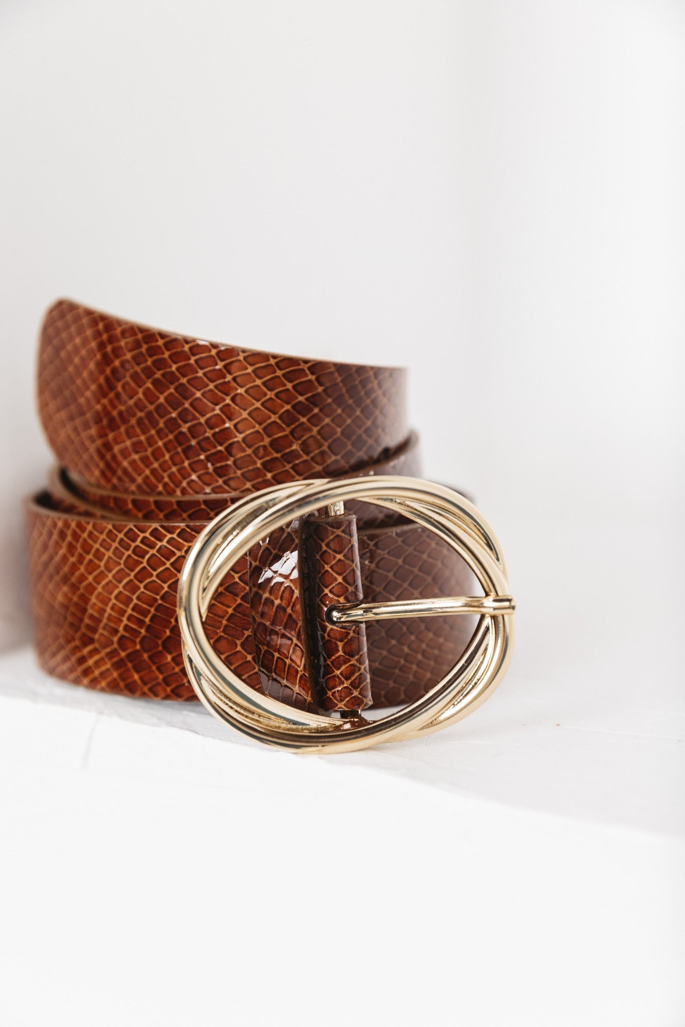 Ceinture Harmonie lézard cognac cuir Balzac