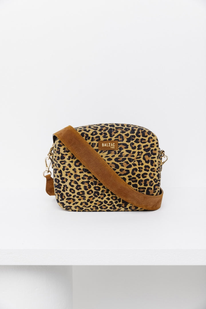 Leopard Caesar bag with leather handle