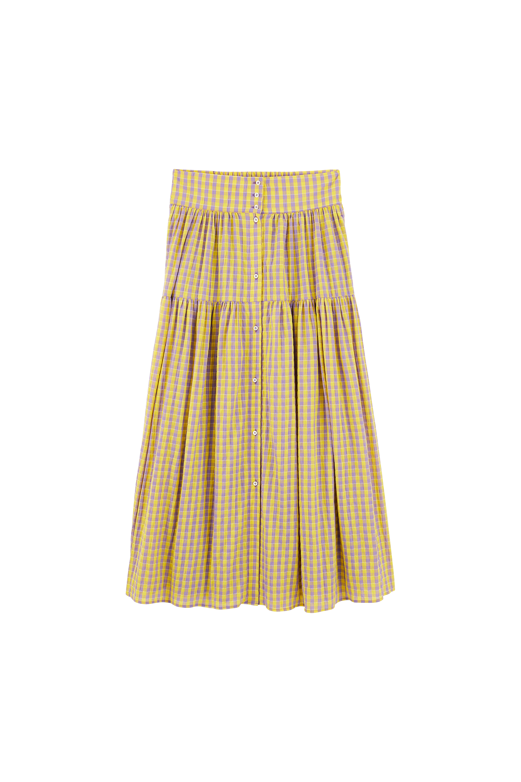Skirt Salina gingham yellow and purple
