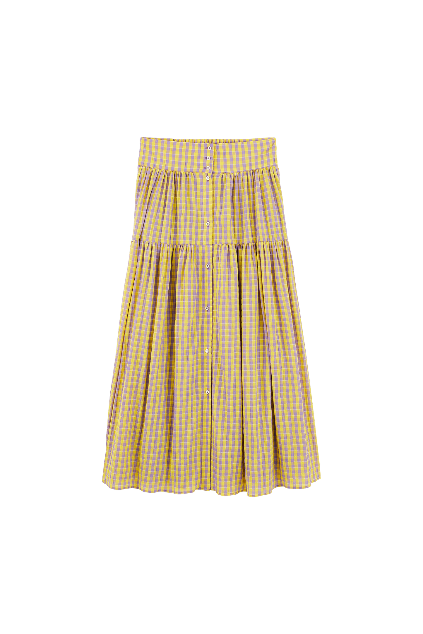 Salina skirt in yellow and purple gingham