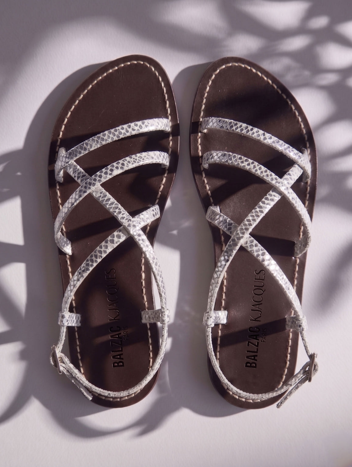 Sandals Terracina embossed python silver