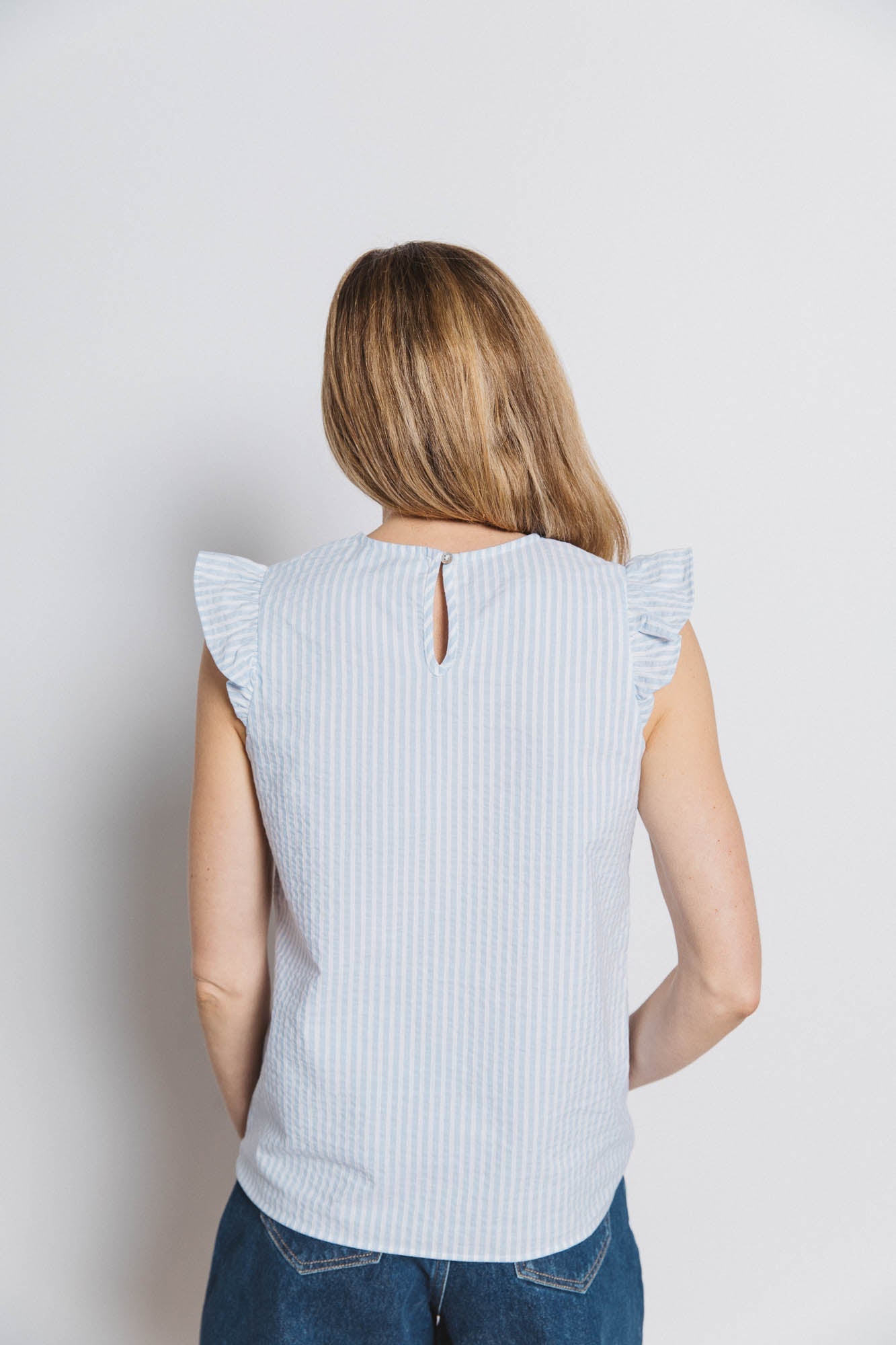 Blouse Chiara à rayures imprimé effet gaufré coton polyester