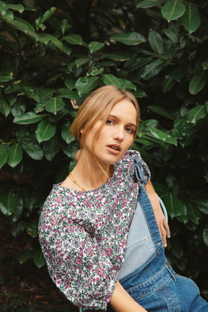 Blouse Exquise imprimé amour de fleurs lin