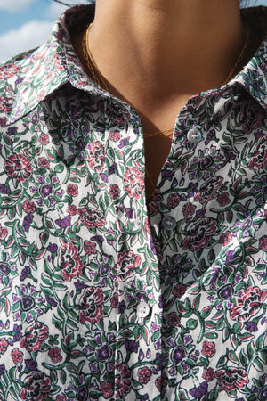 Chemise Radieuse imprimé amour de fleurs lin OEKO-TEX éco-responsable