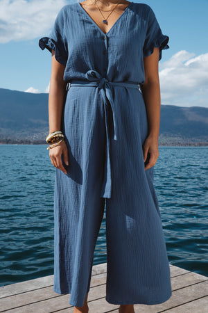 Combinaison Mistral bleu gris coton bio OEKO-TEX responsable