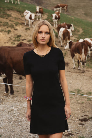 Robe noire Marfa coton droite confort