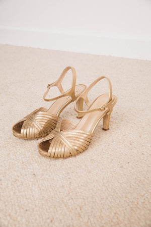 Escarpins Pépita dorés cuir mariage invité talon haut