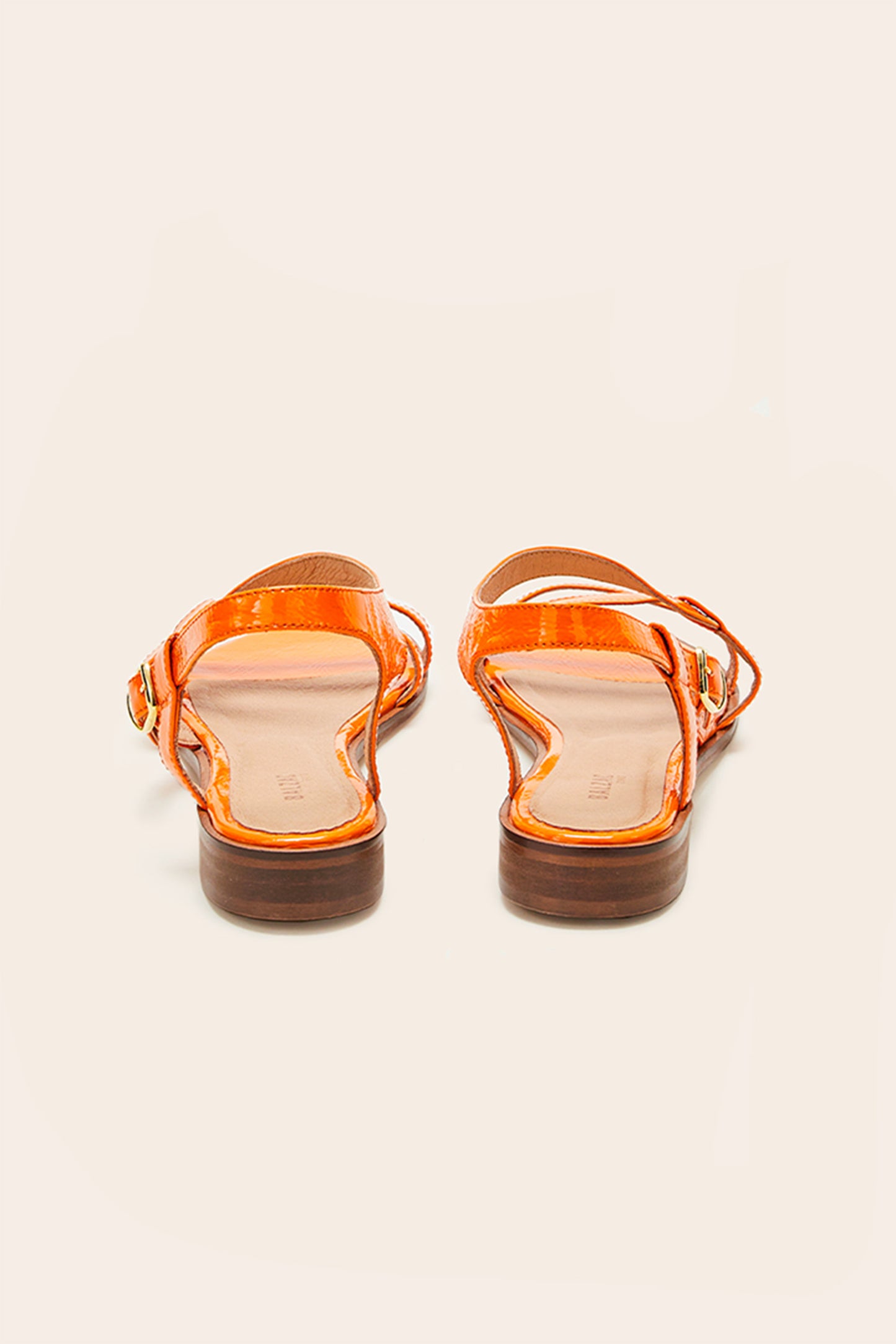 Orange patent Margarita sandals