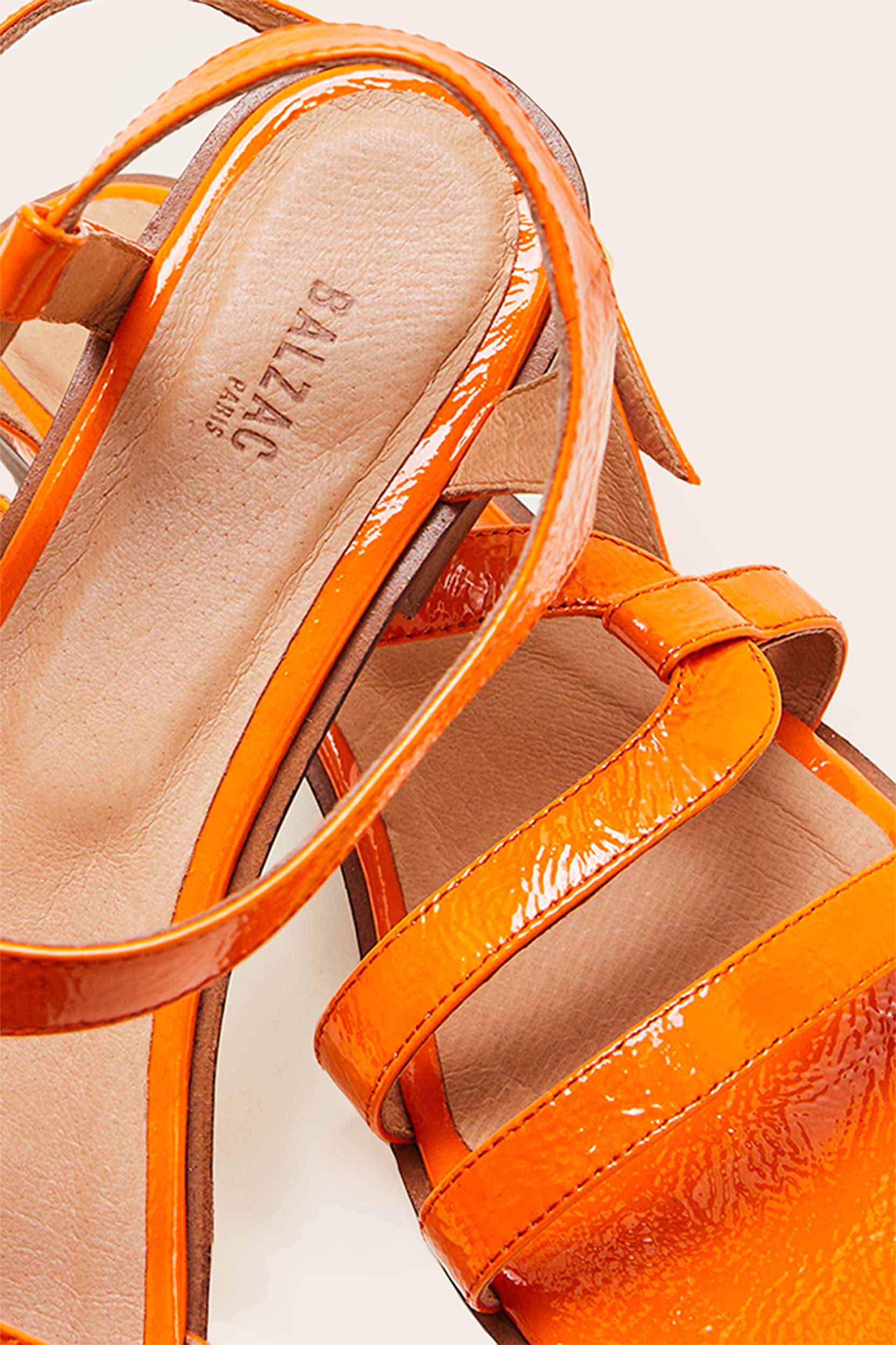 Orange patent Margarita sandals