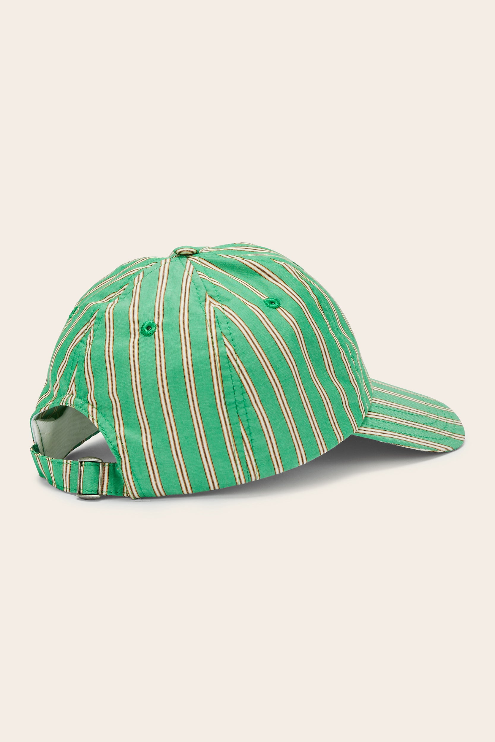 Espoir cap with green and navy stripes