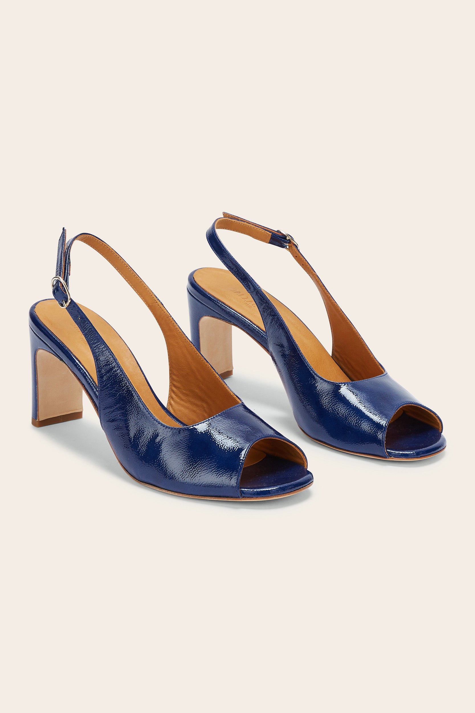 Ode midnight blue crinkled patent pumps