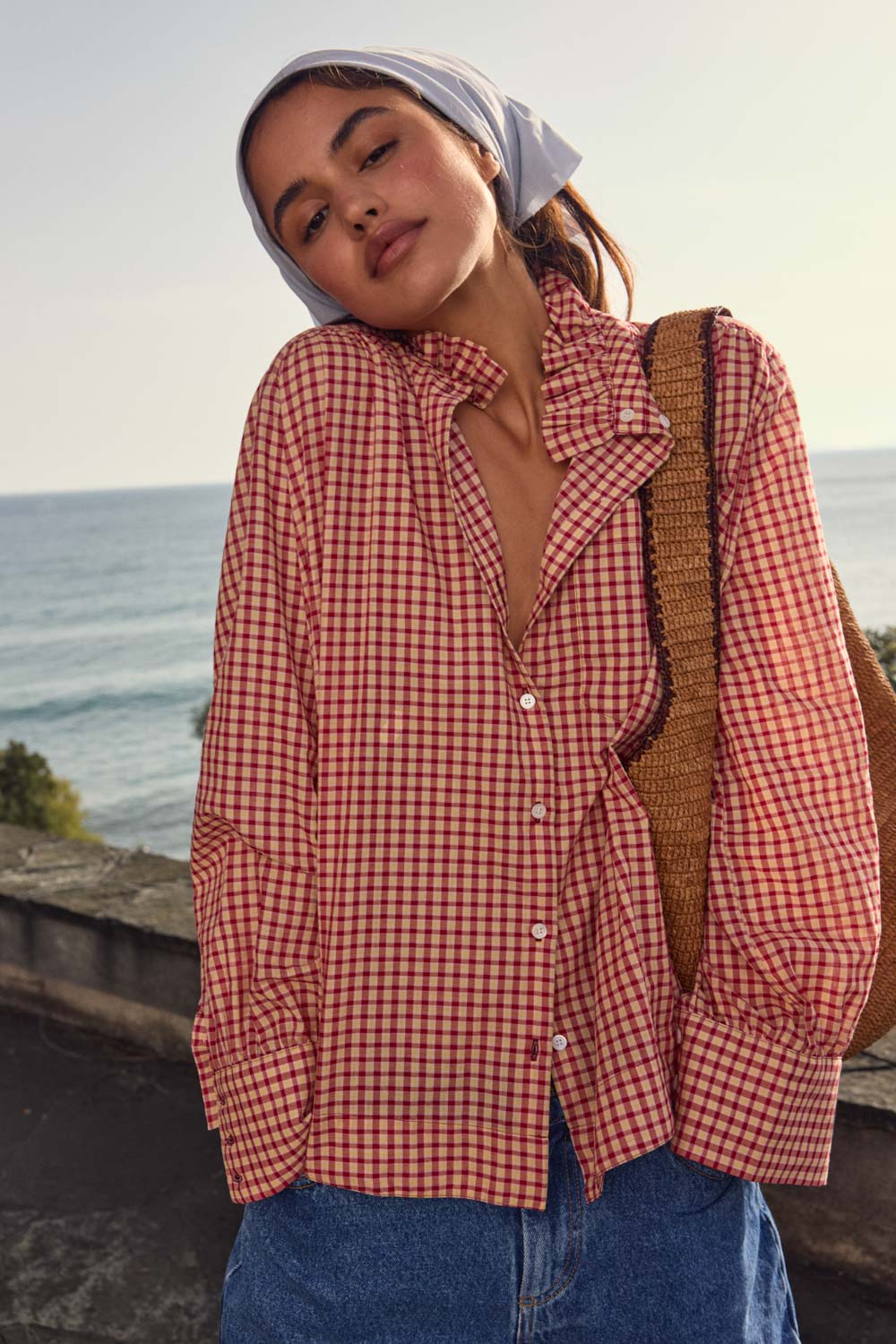 Chemise Léonor vichy rouge et jaune
