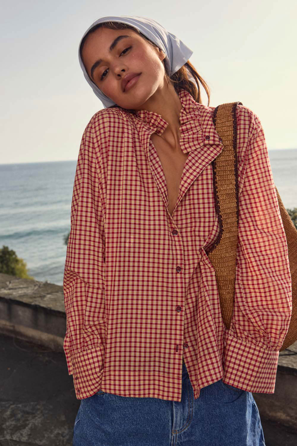 Chemise Léonor vichy rouge et jaune