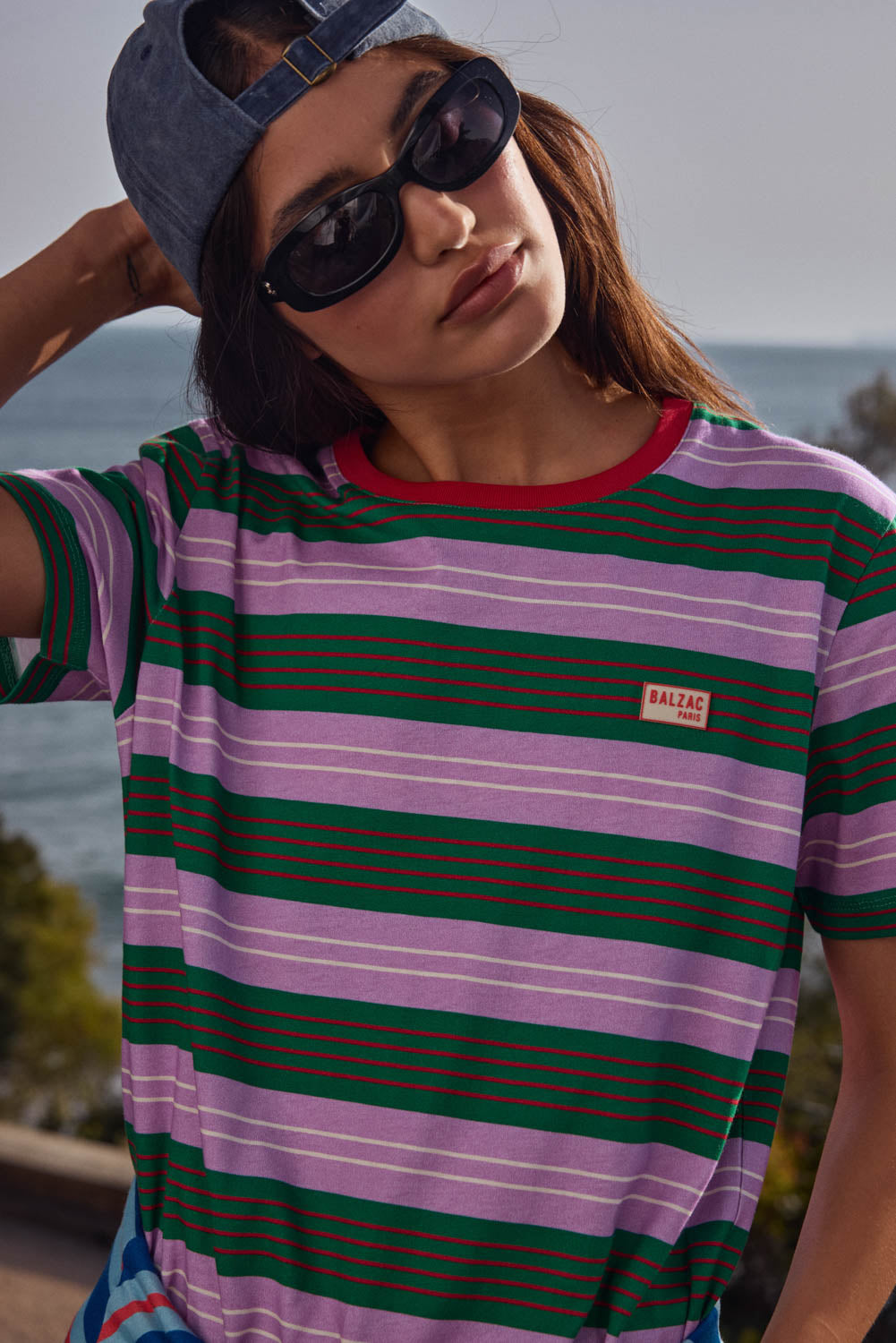 T-shirt Bree stripes navy and purple