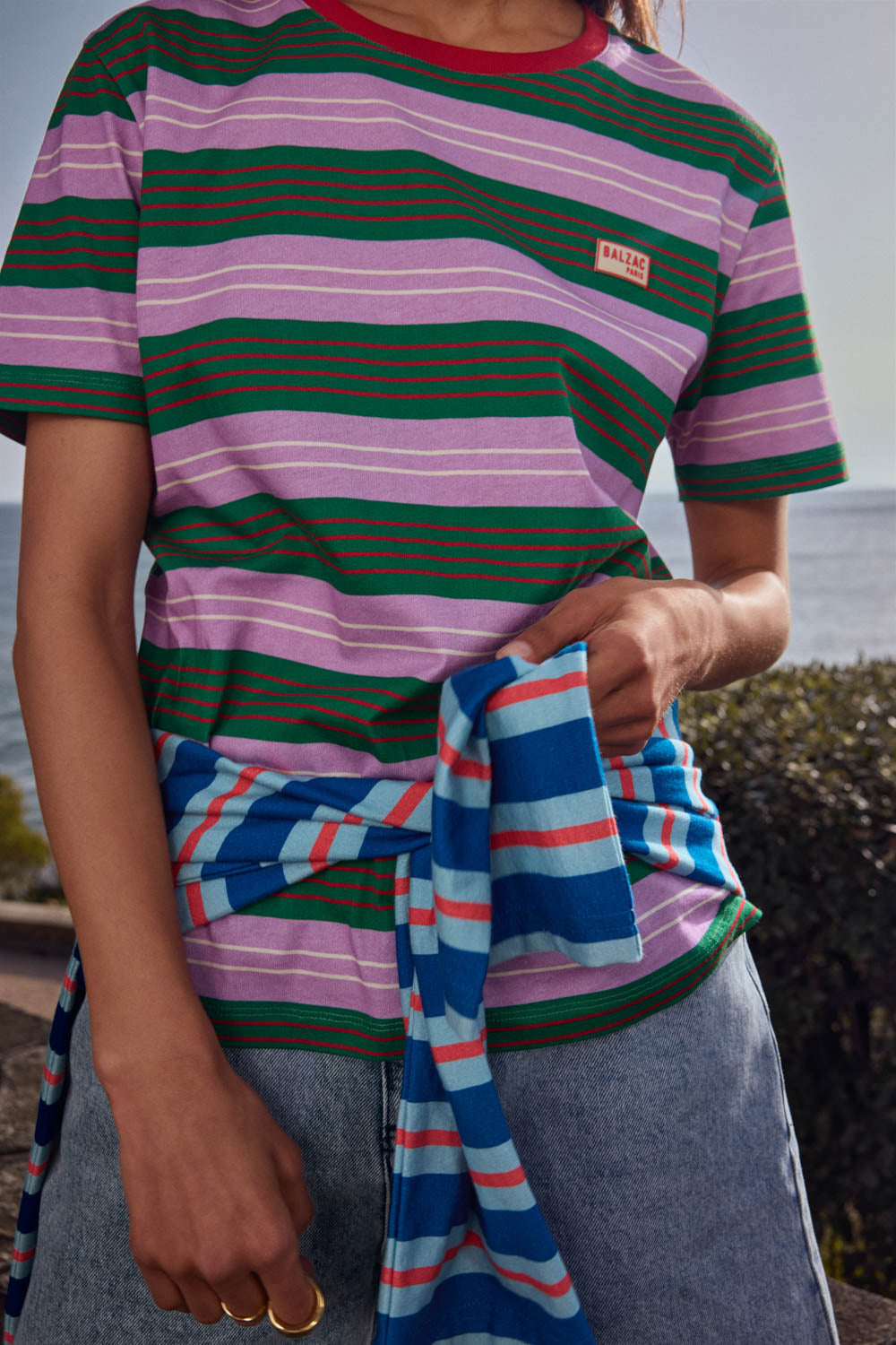 T-shirt Bree stripes navy and purple