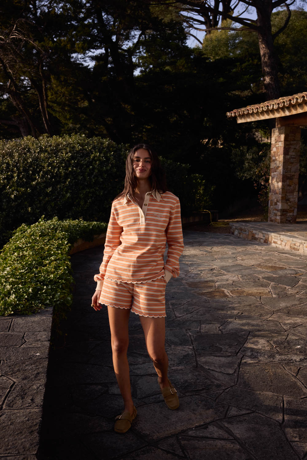 Sweatshirt Mirabelle stripes orange, blue and ecru