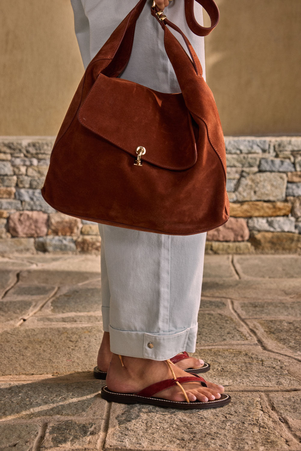 Bag Gala suede of leather brique