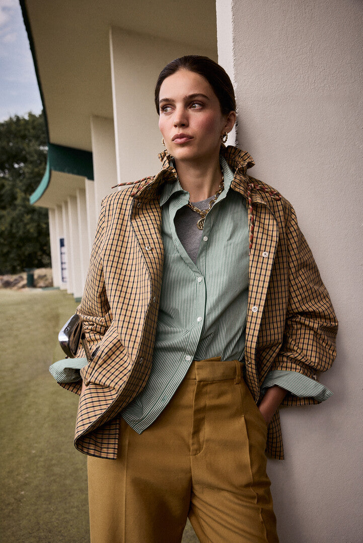Veste Owen carreaux ocre et marine
