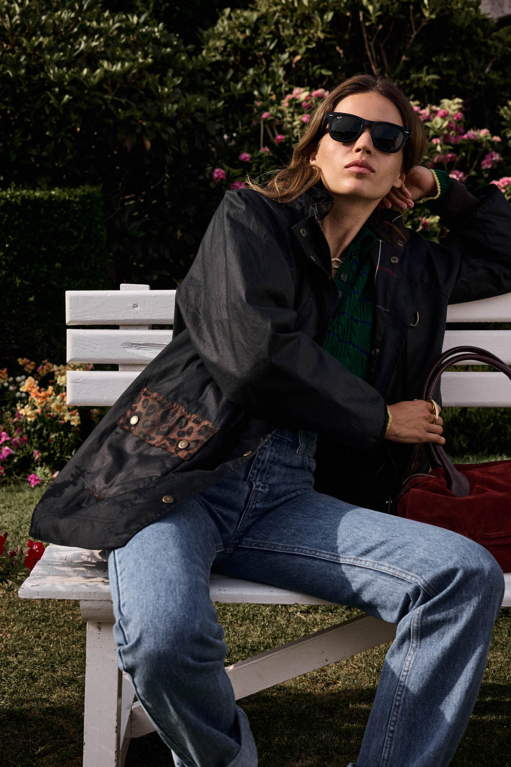 Veste Anaïs bleu marine et léopard fauve Barbour x Balzac