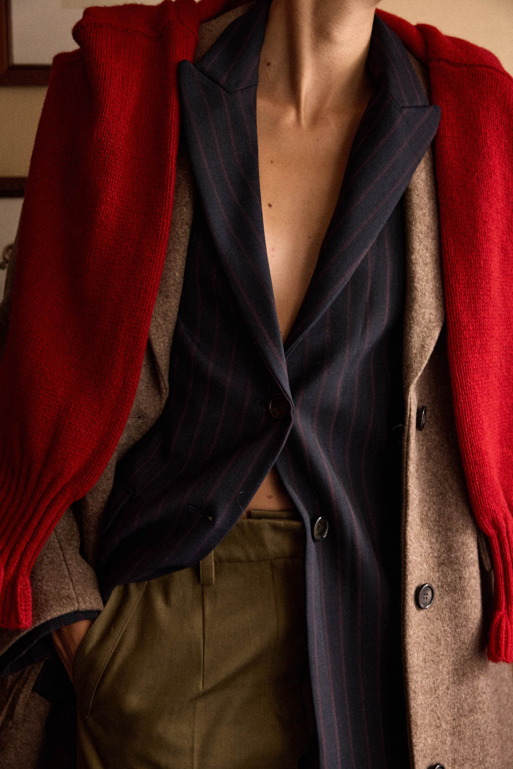 Veste Valerine rayures marine et rouge