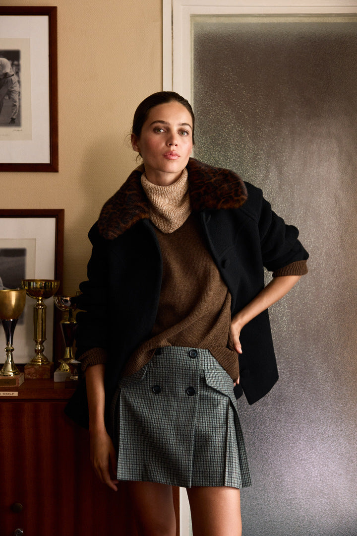 Coat Nikita black and leopard