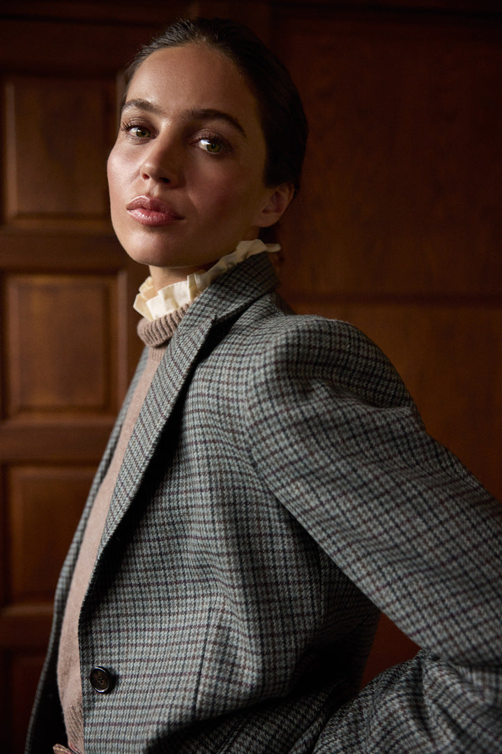 Jacket Valerine foot of poule gray and burgundy
