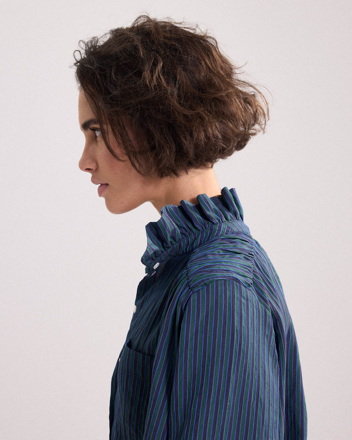 Shirt Léonor stripes green and blue