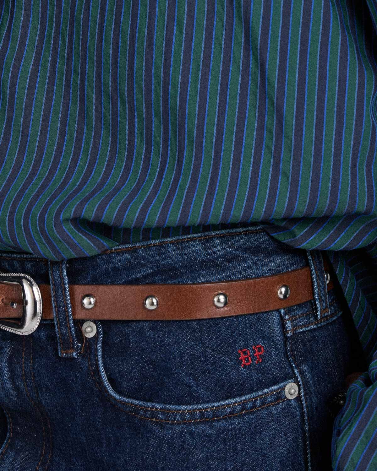 Shirt Thalia stripes green and blue