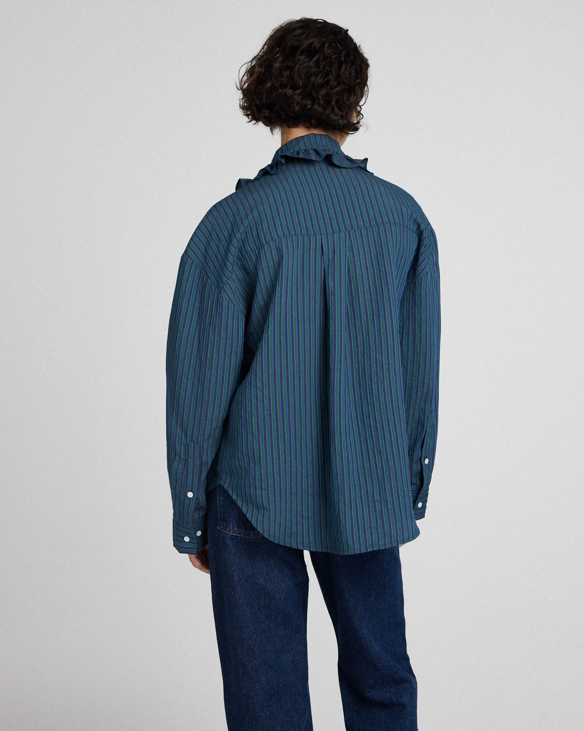 Chemise Thalia rayures vert et bleu