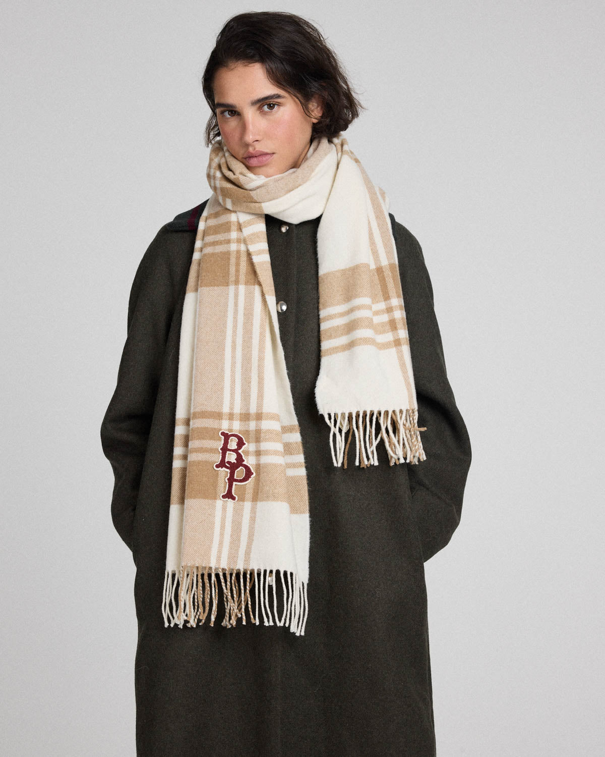 Beige tartan Public scarf