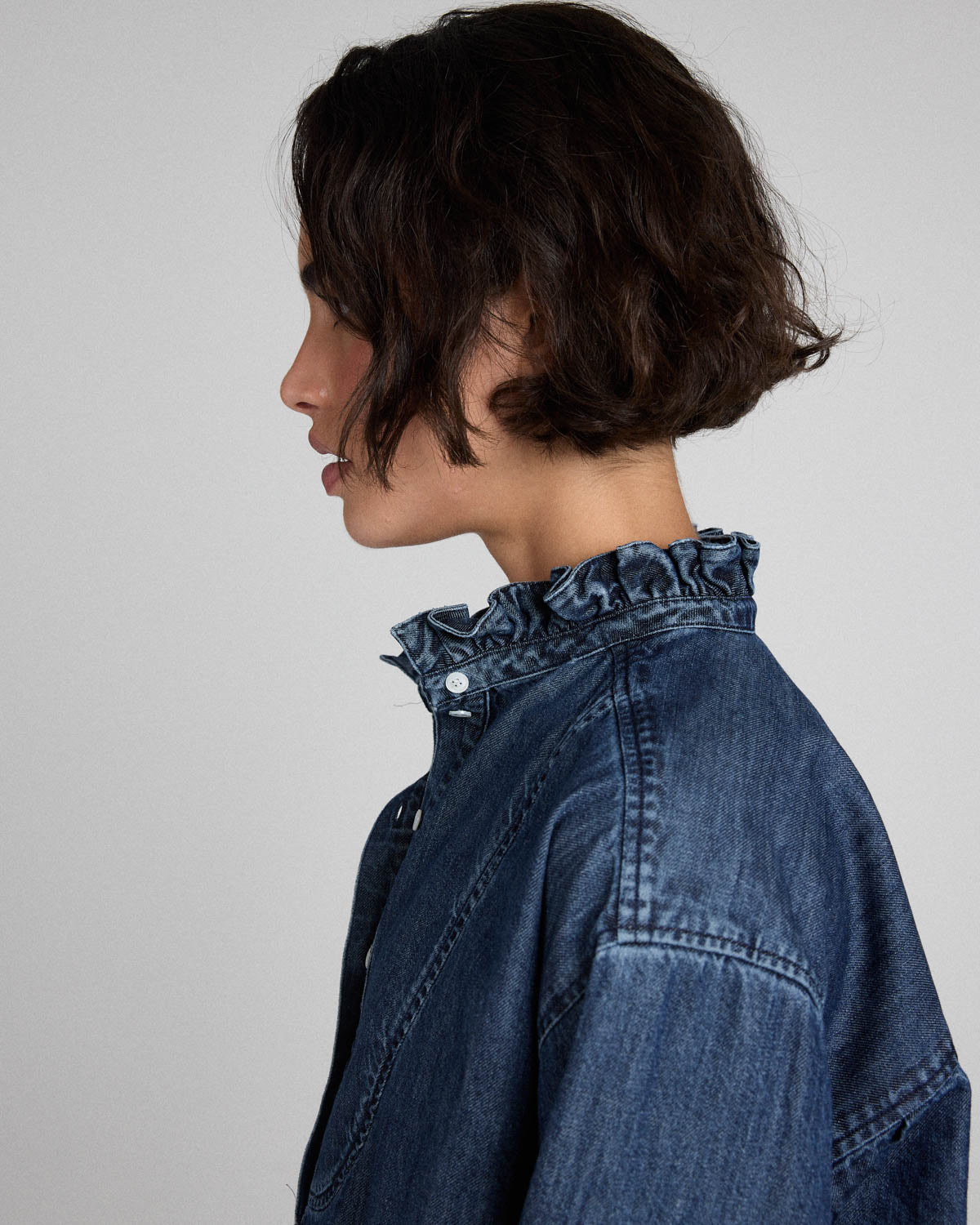 Dark chambray blue Madeline blouse