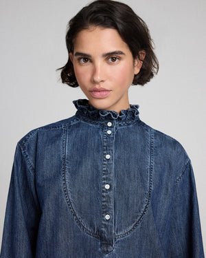 Blouse Madeline bleu chambray foncé