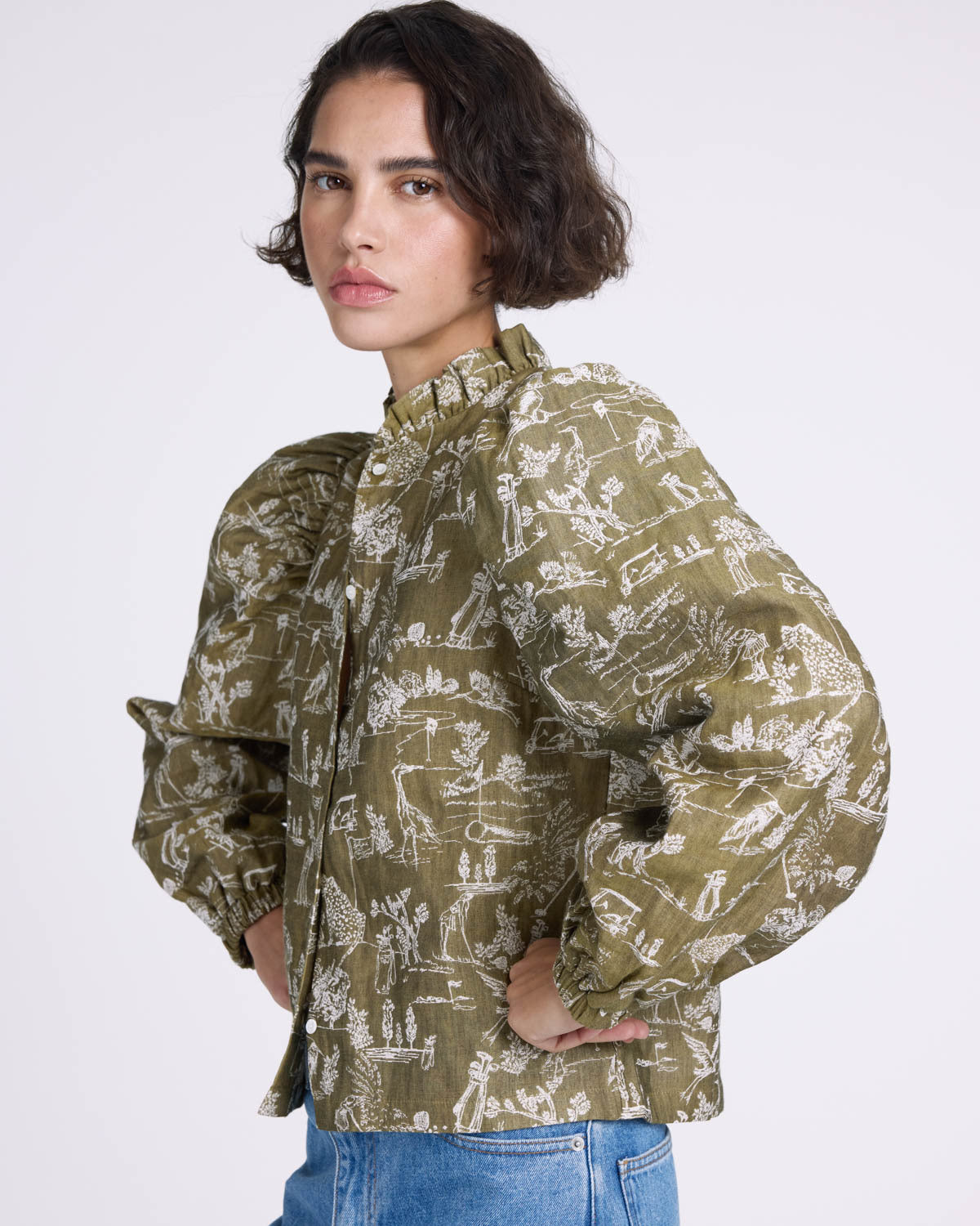 Elvy khaki playground print shirt