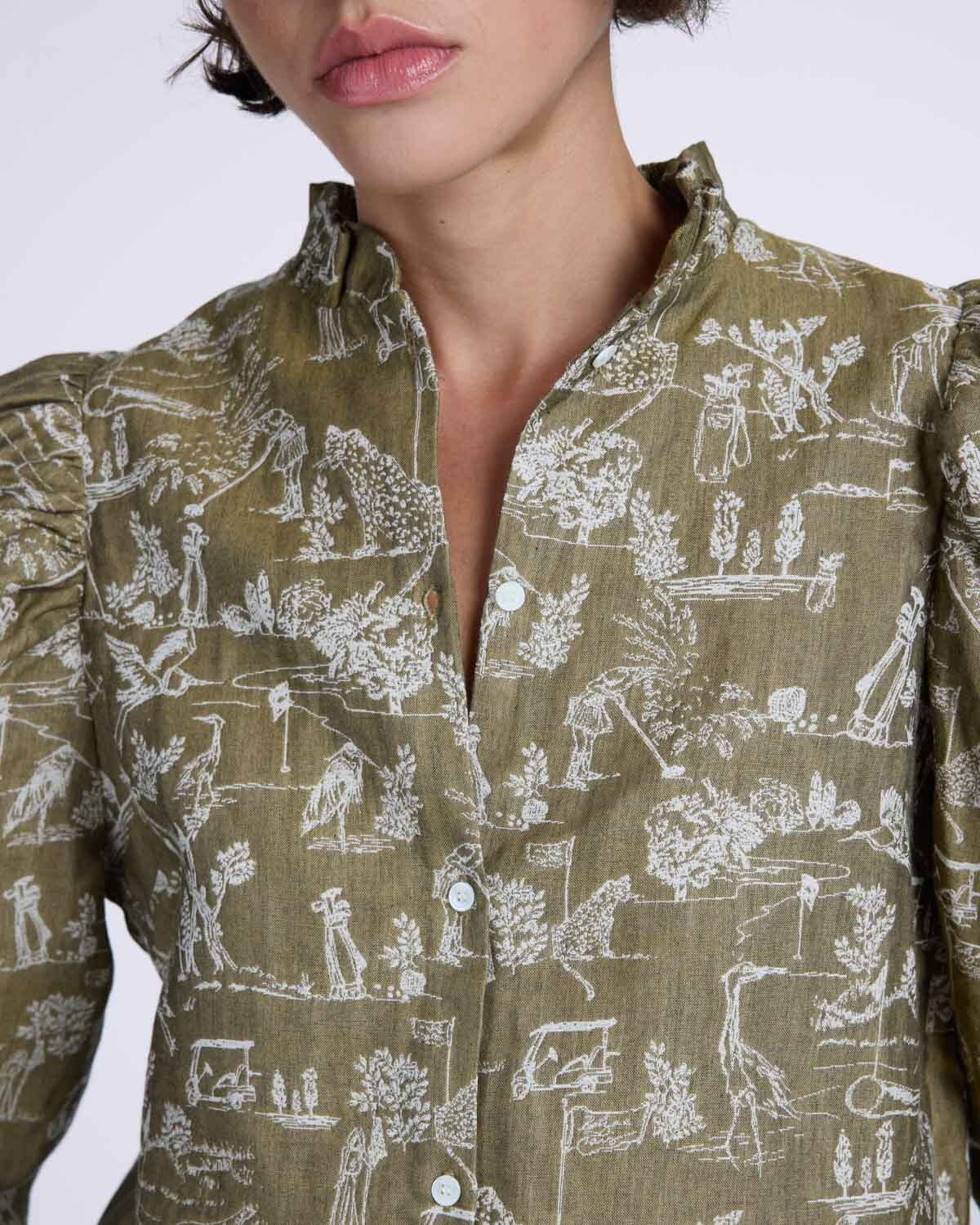 Elvy khaki playground print shirt