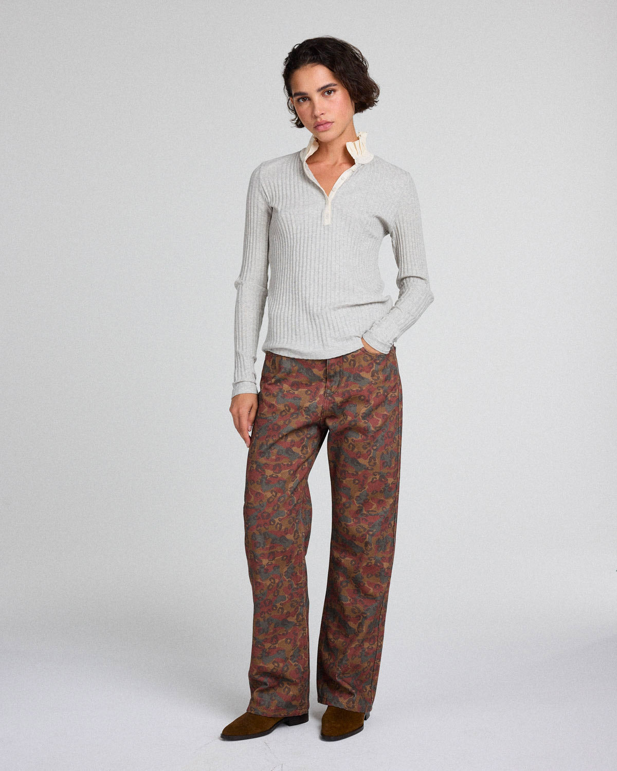 Grey and ecru Capucine top