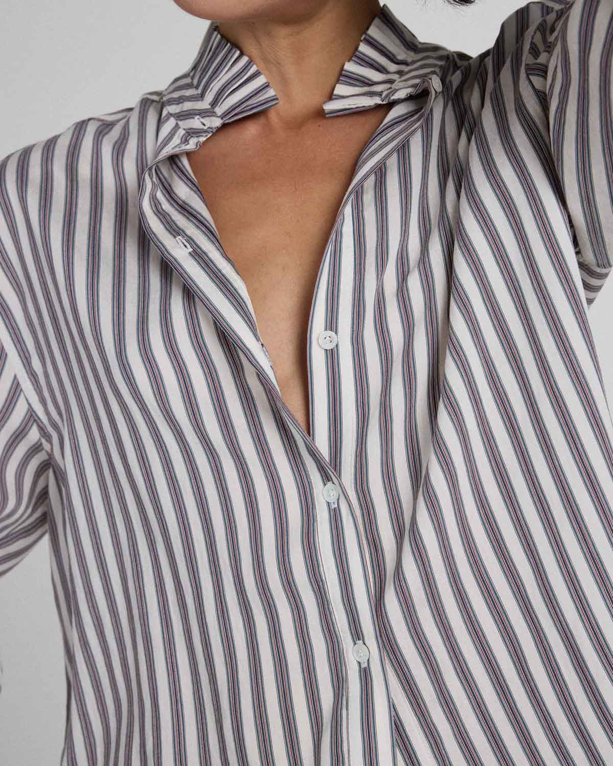 Chemise Nora rayures blanc et bordeaux