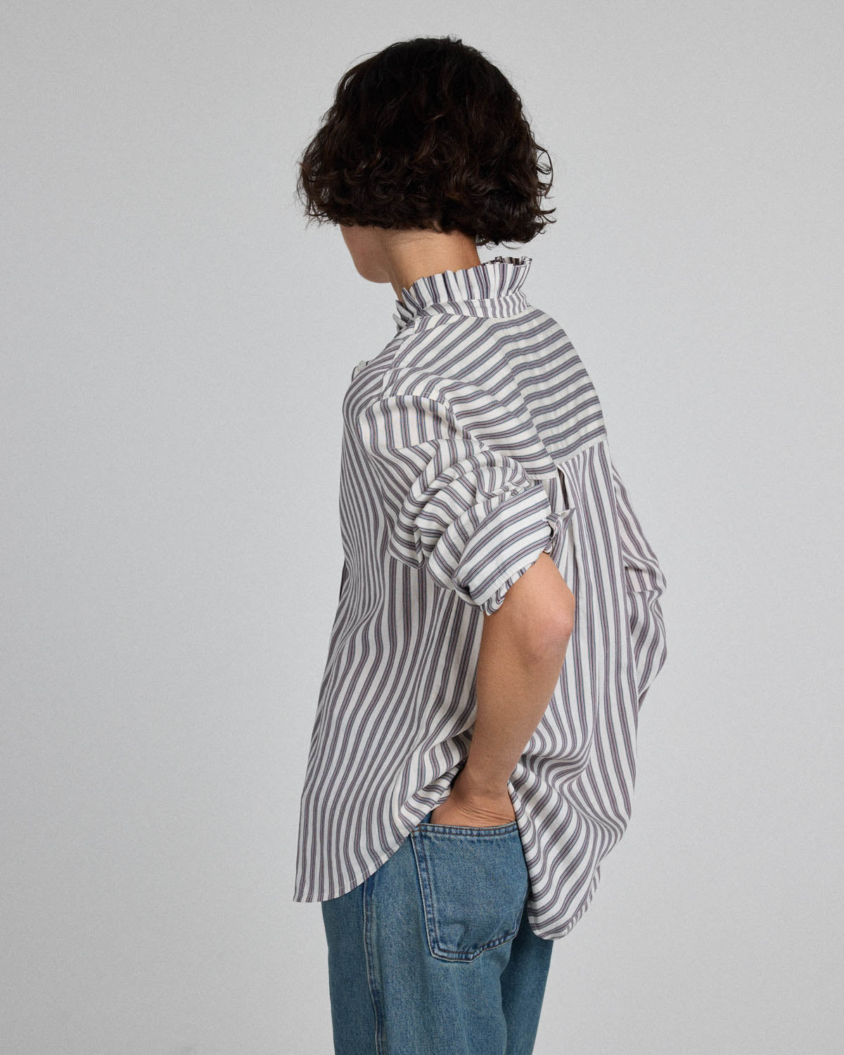Chemise Nora rayures blanc et bordeaux