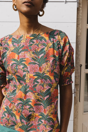 Astelia floral tiger print blouse 